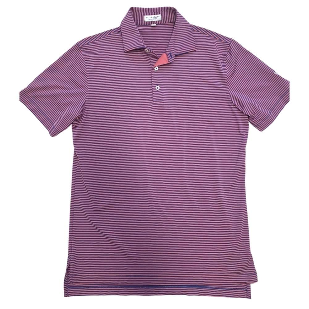 Peter Millar Stripe Golf Polo Shirt Mens Size Small Summer Comfort Red Blue